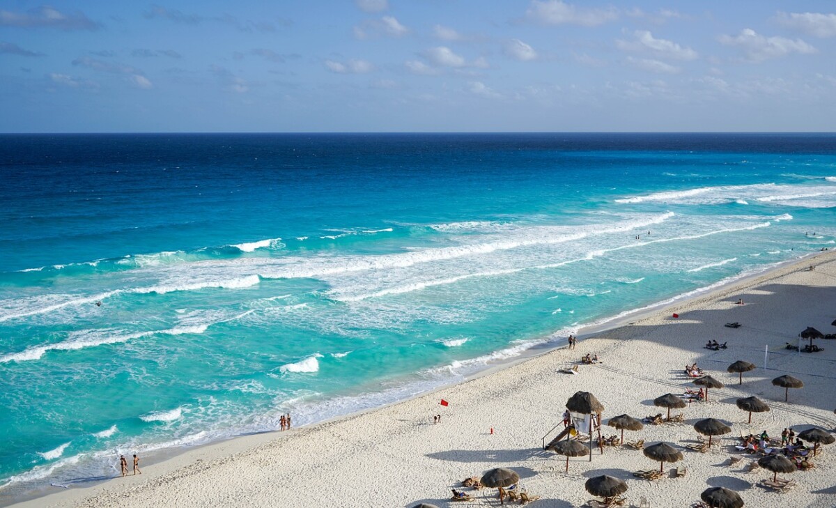 Cancún, Mexique, Plage, Vagues, Tropical